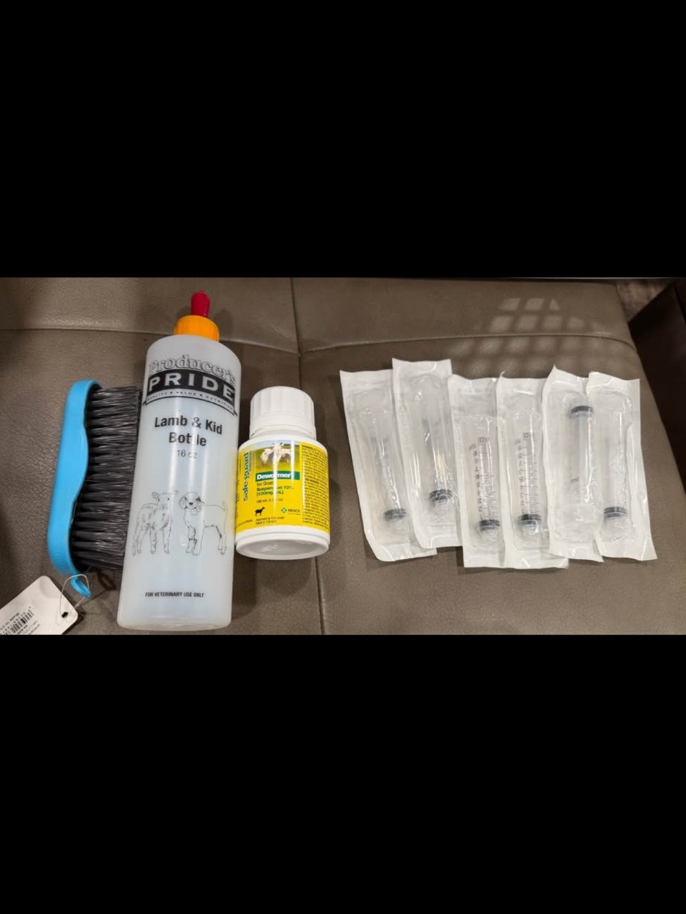 Goat supplies bundle -dewormer-bottle-brush